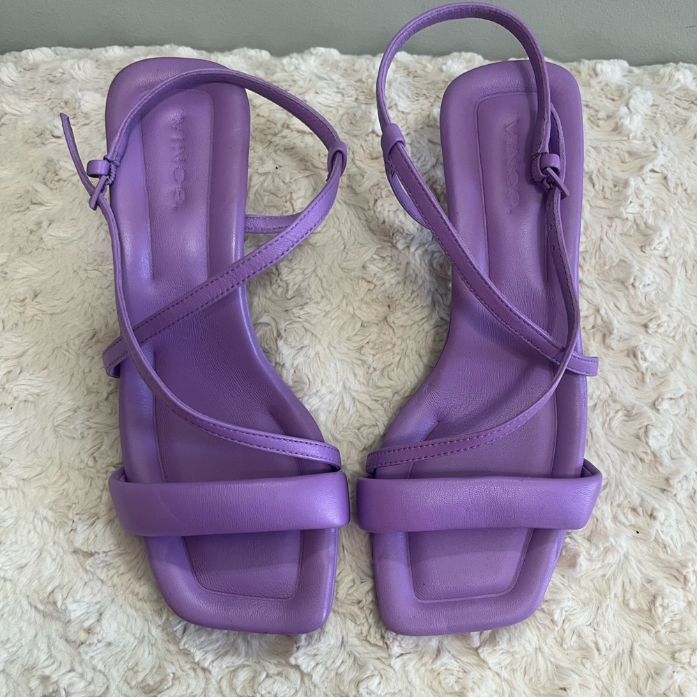 Vince Cottin Purple Square Toe Heeled Sandal 5.5 New - Picture 2 of 6